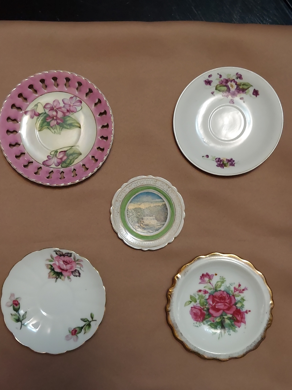 Vintage Mismatched China Saucers Plates Lot of 5 . 4 Florals/ 1 Cumberland Falls